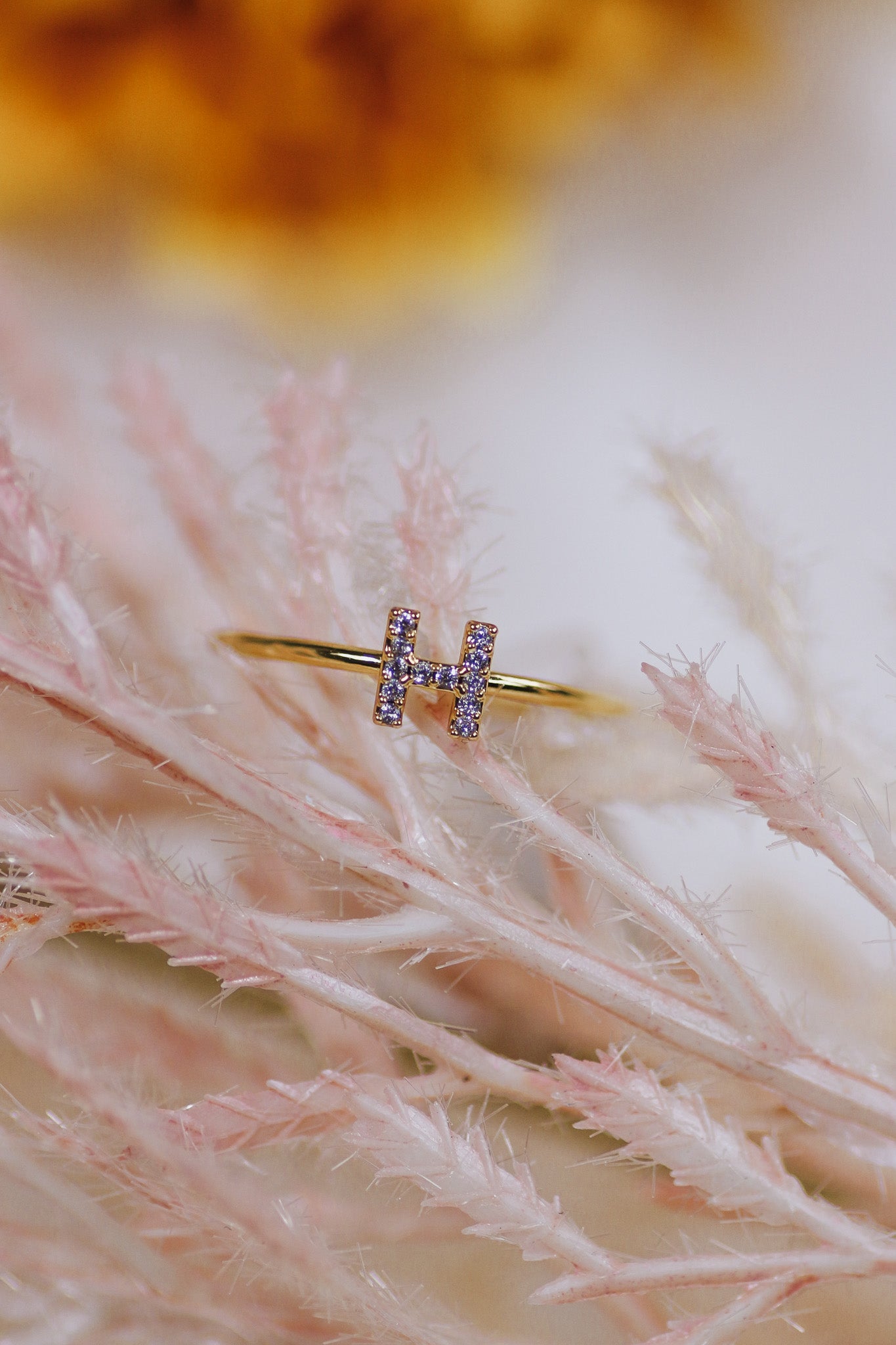 Gold H Initial Ring