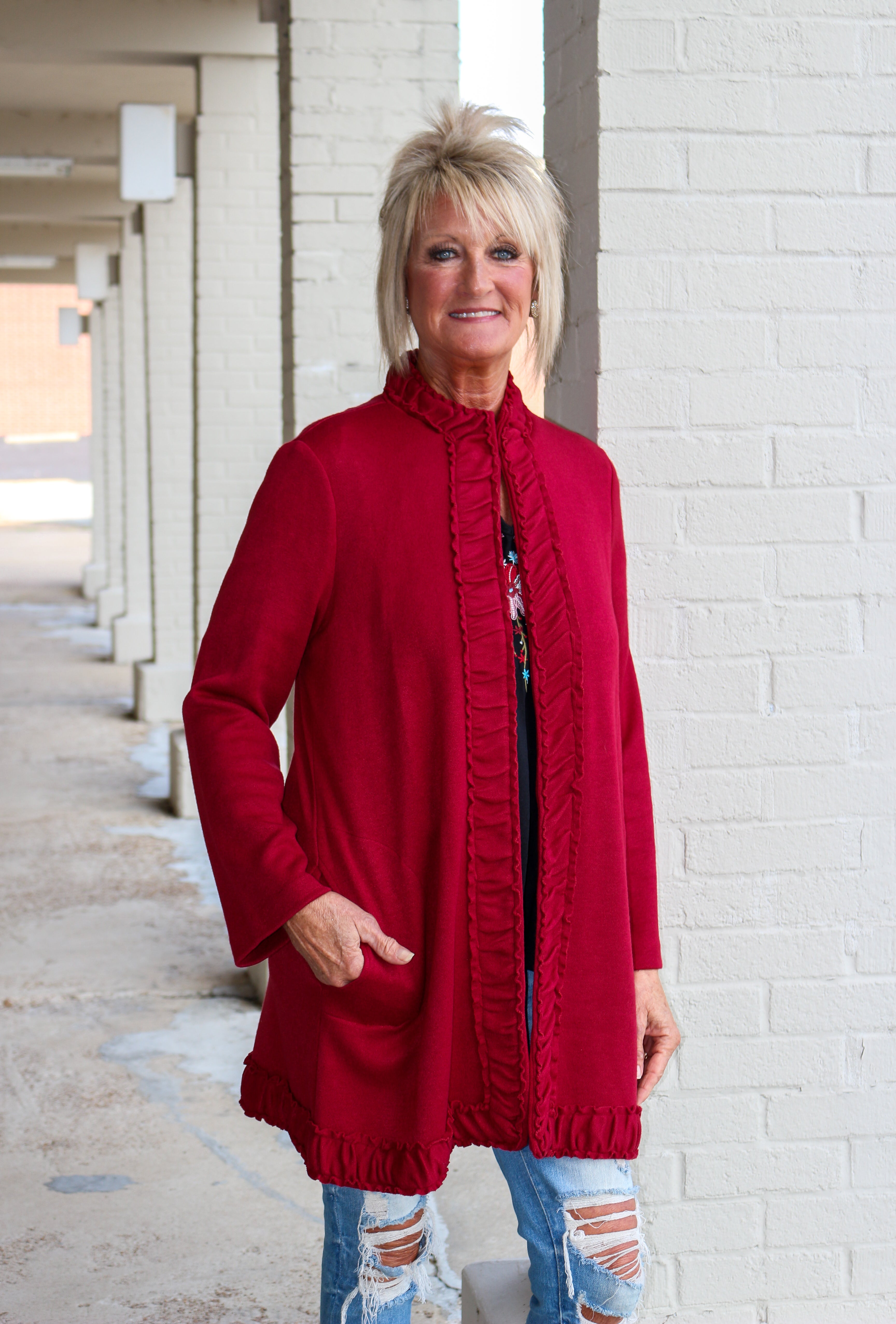 Cherry hot sale red cardigan