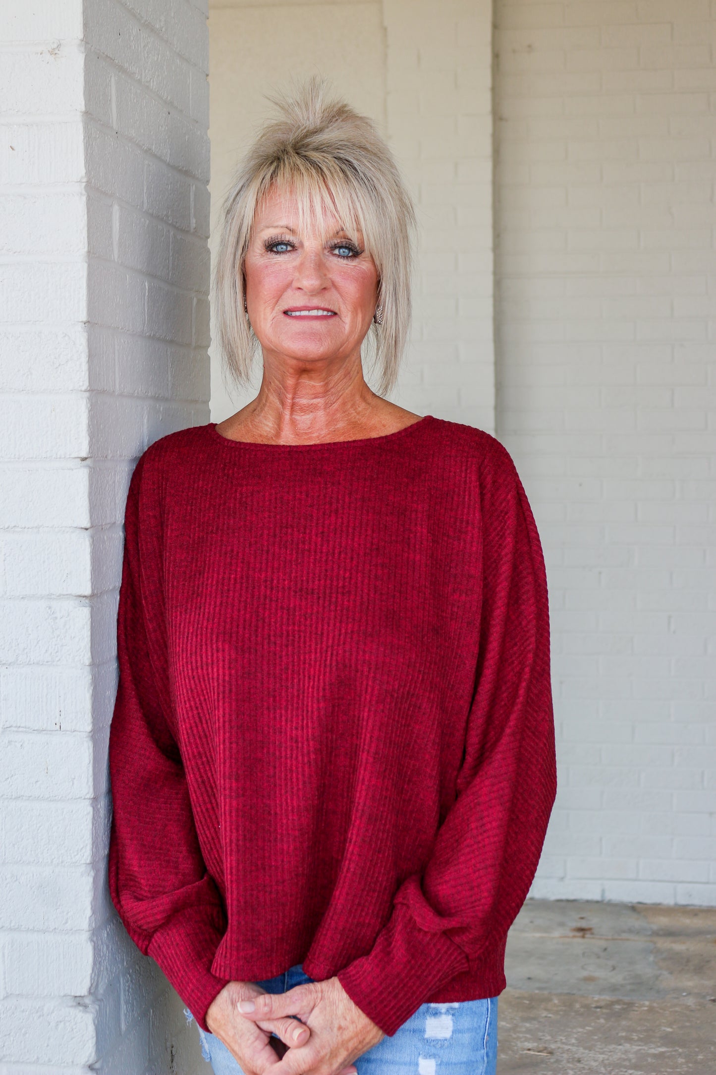 Pure Urbanology Cherry Red Round Neck Sweater Top