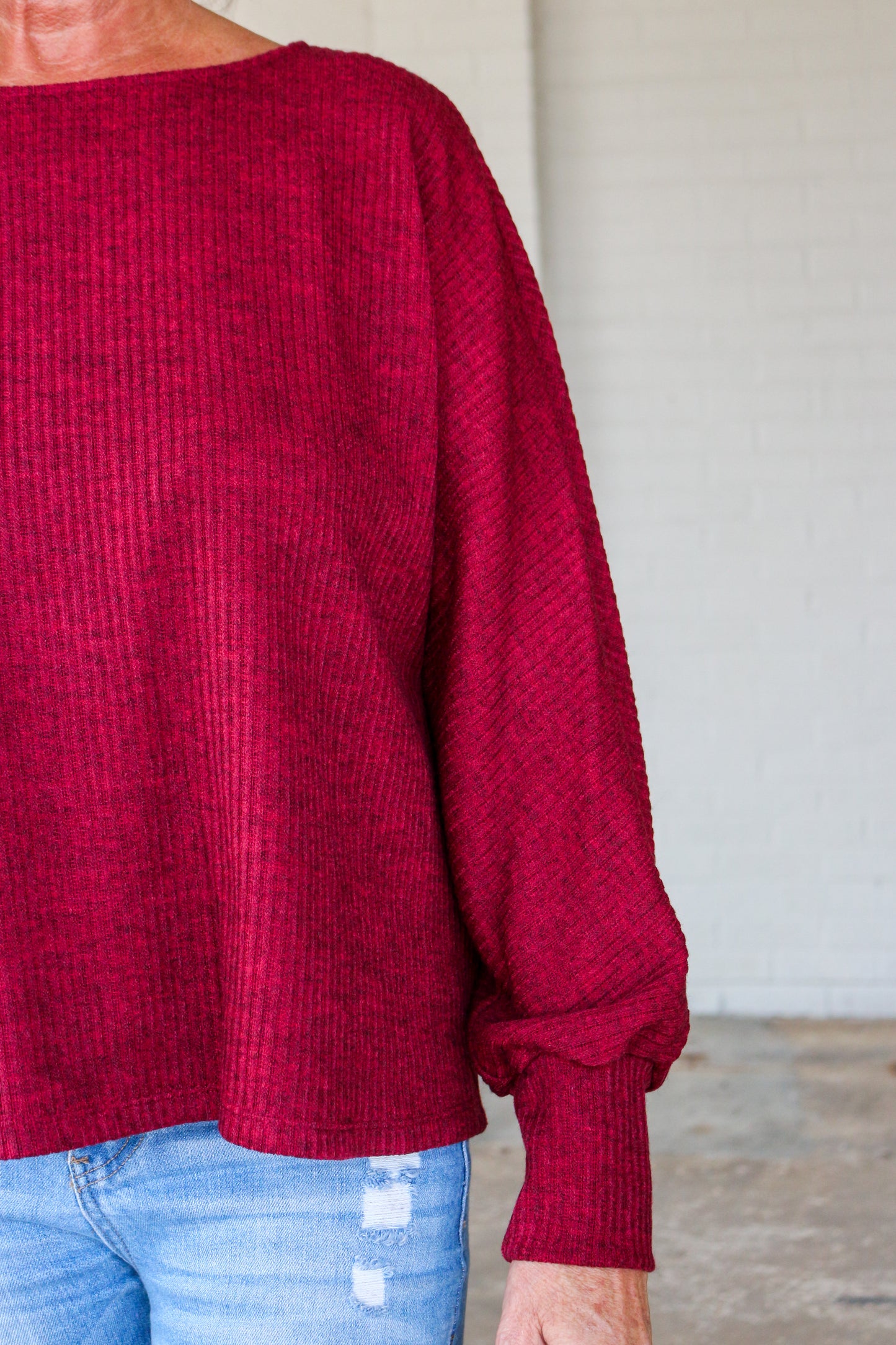 Pure Urbanology Cherry Red Round Neck Sweater Top