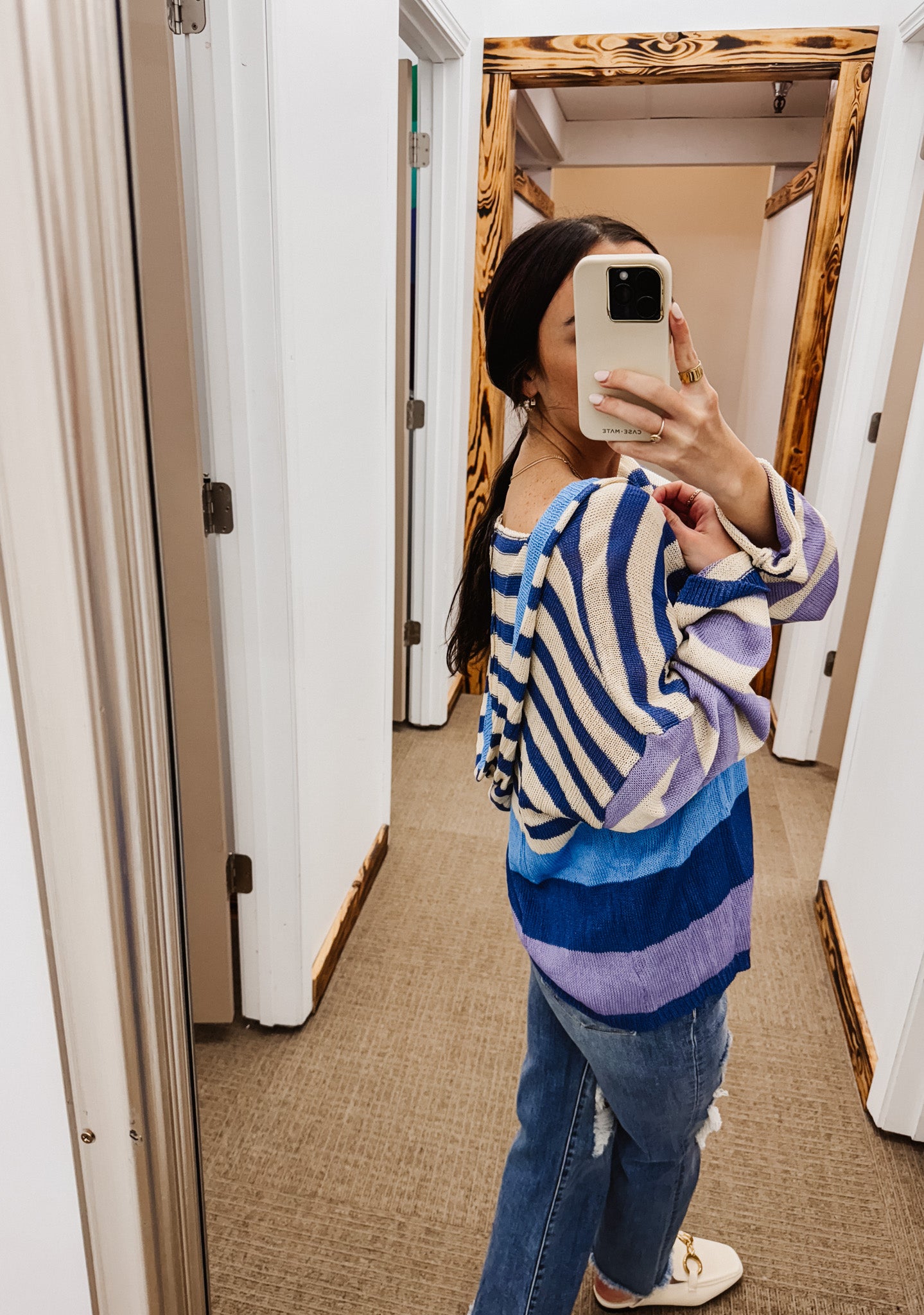 Brighter Days Lavender Stripe Hooded Knit Top