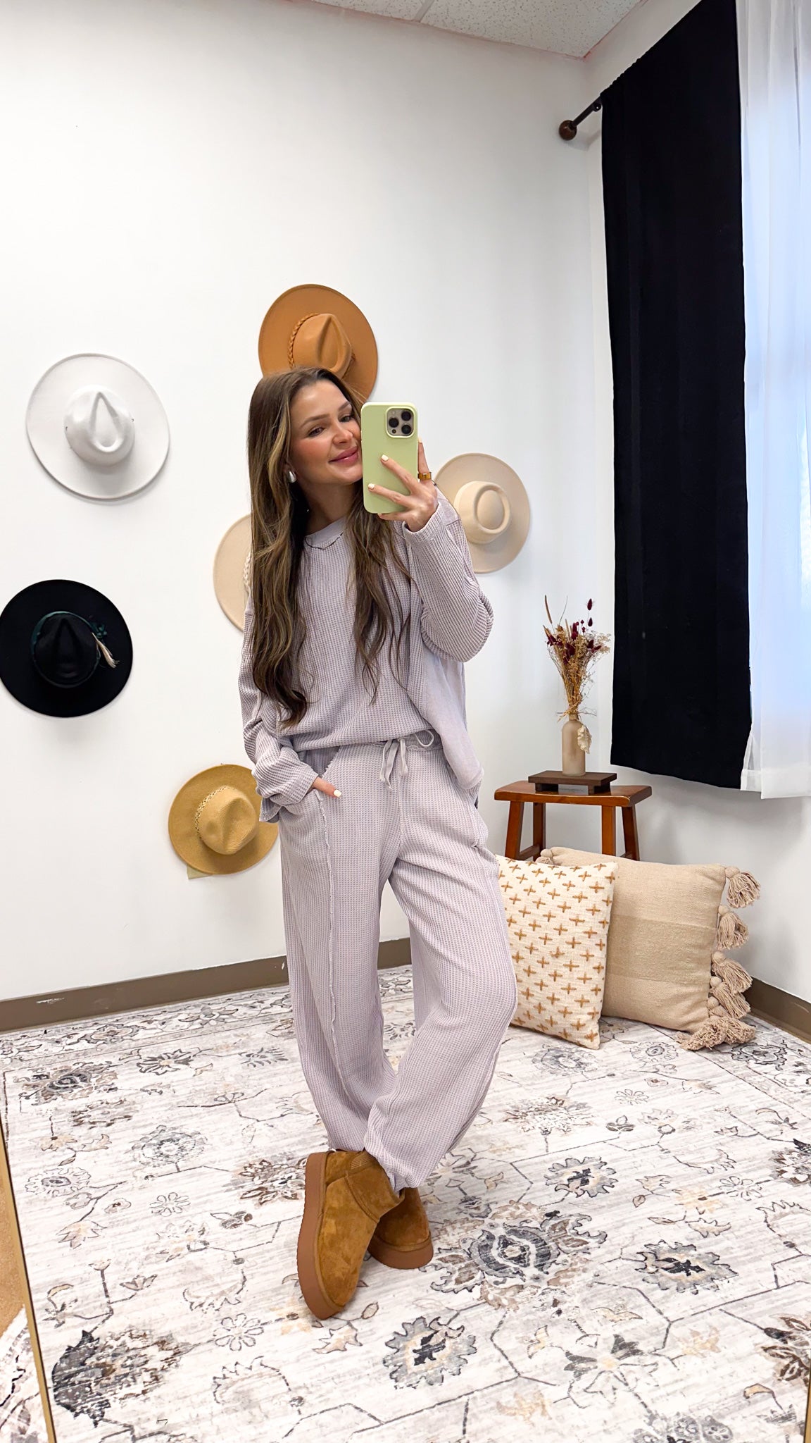 Break Routine Lavender Waffle Knit Jogger Pants