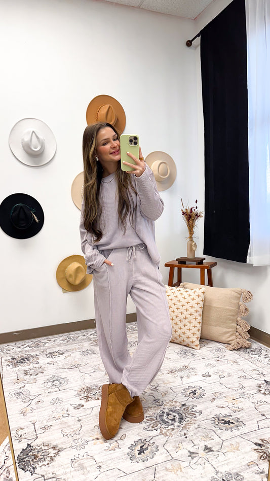 Break Routine Lavender Waffle Knit Jogger Pants