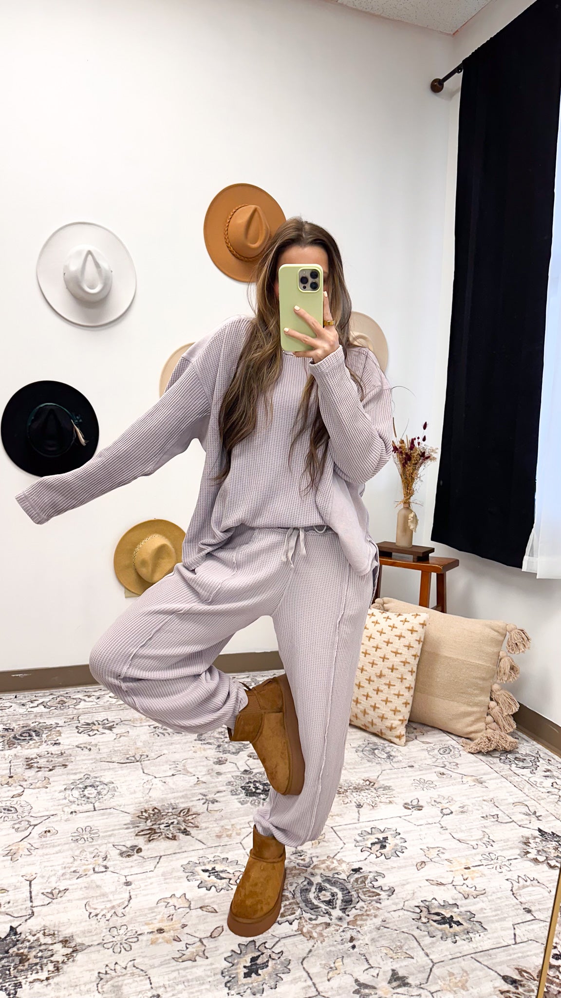 Break Routine Lavender Waffle Knit Jogger Pants