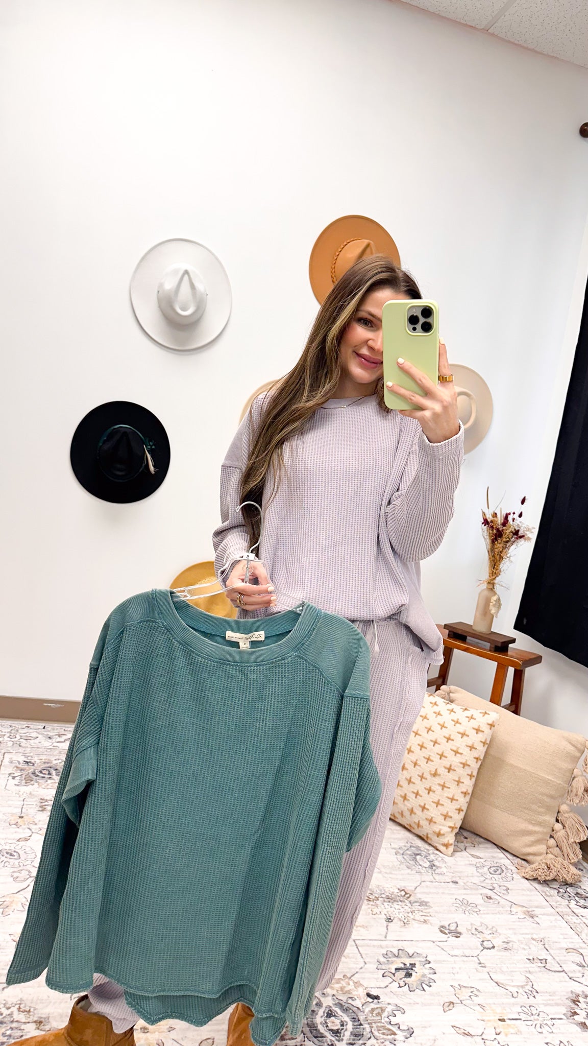 Break Routine Waffle Knit Top -2 Colors