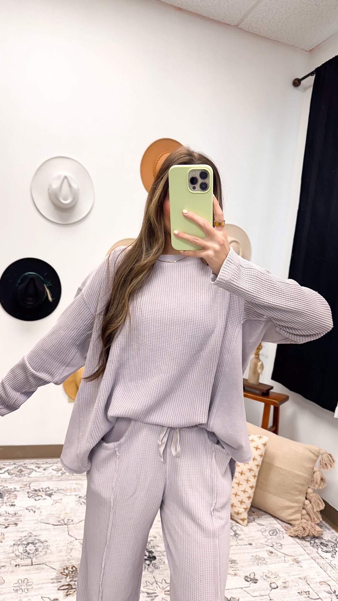 Break Routine Waffle Knit Top -2 Colors