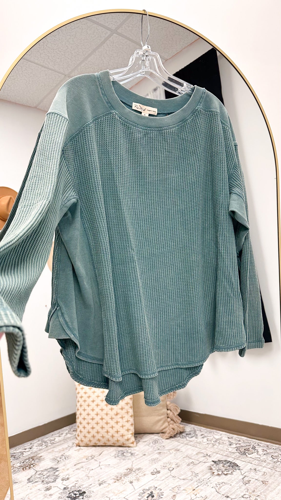 Break Routine waffle knit top, shown in one of two available colors