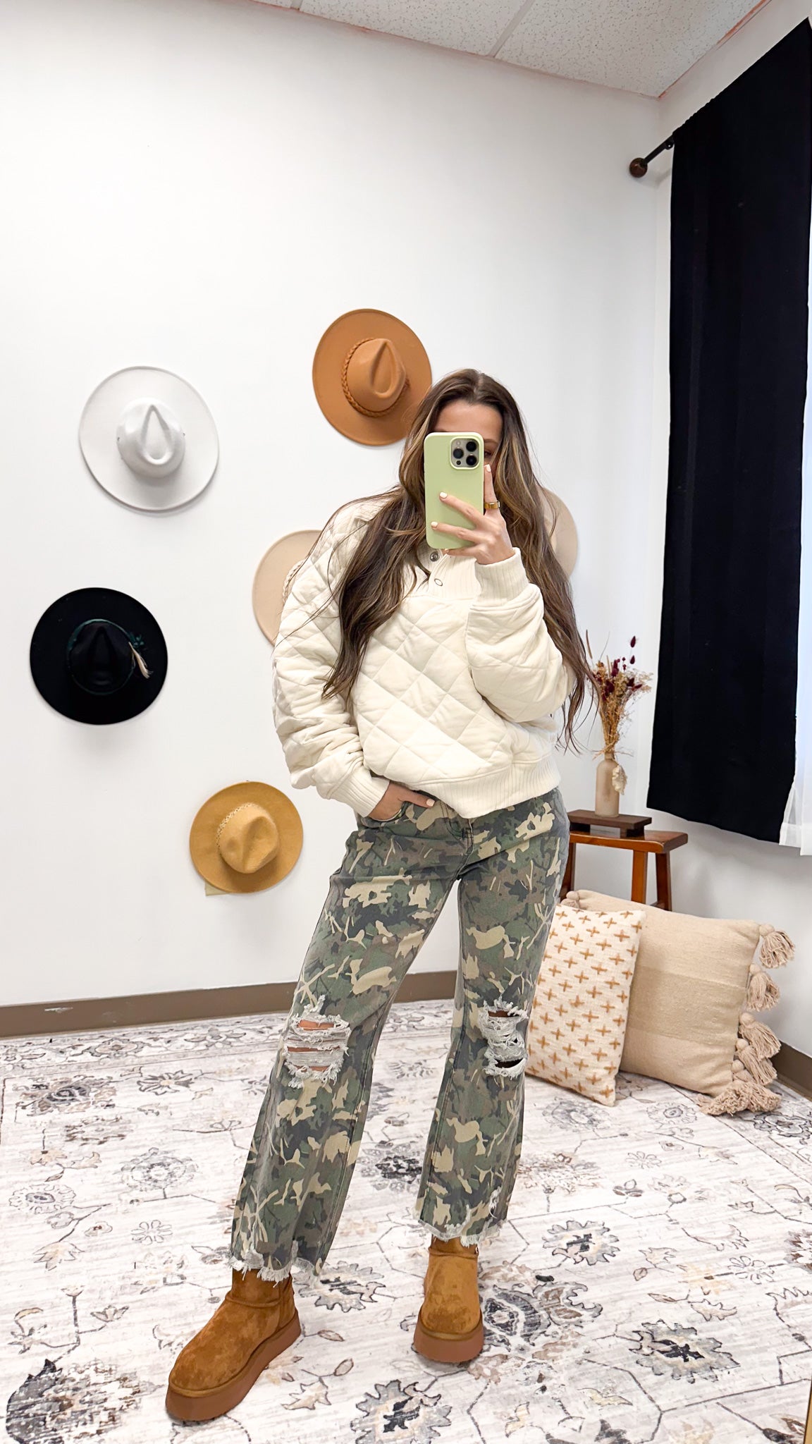 Building Habits Bone Quilted Pullover