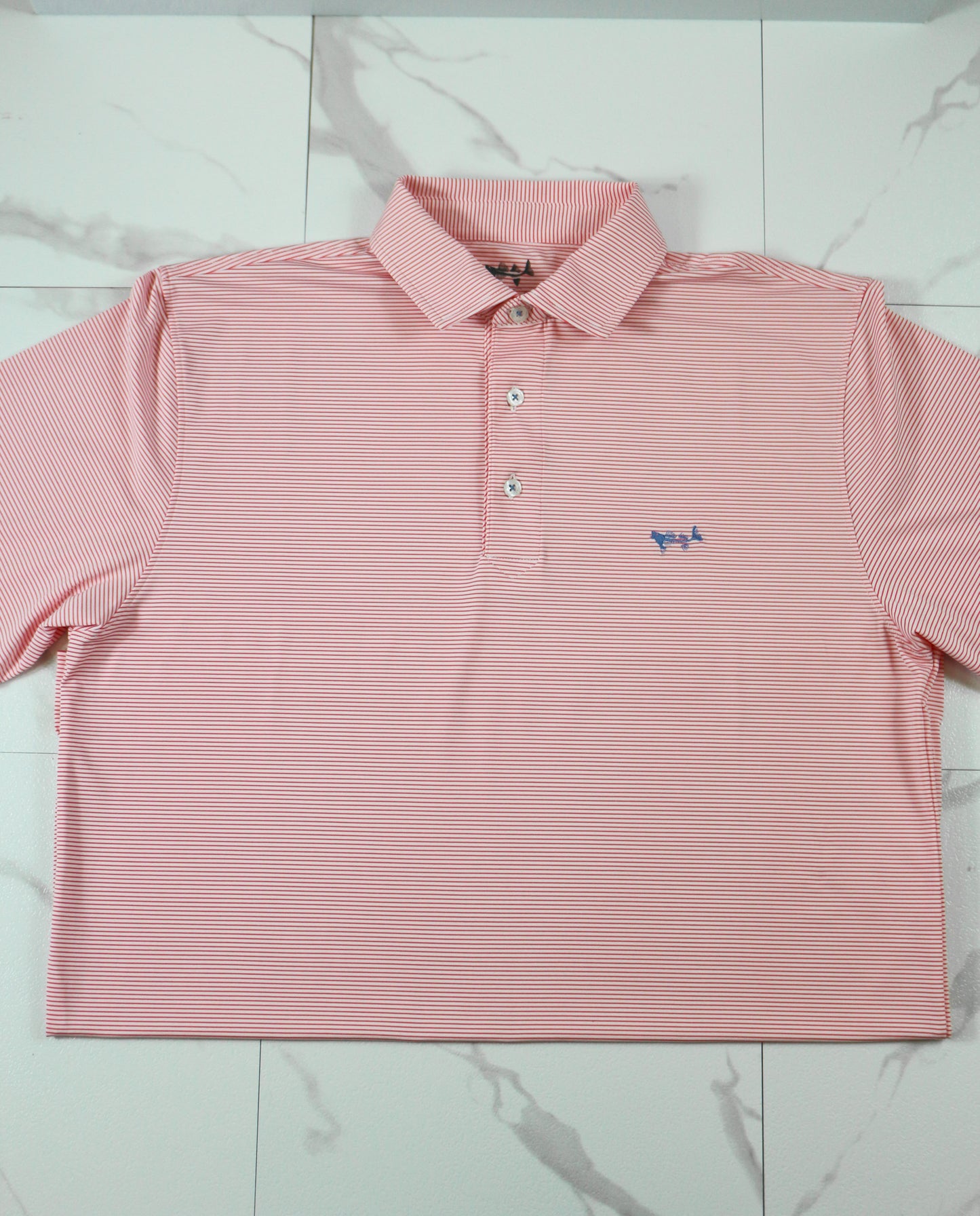 Coastal Cotton Men's Coral Micro Stripe Performance Polo