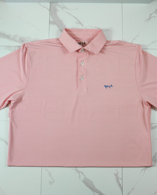 Coastal Cotton Men's Coral Micro Stripe Performance Polo