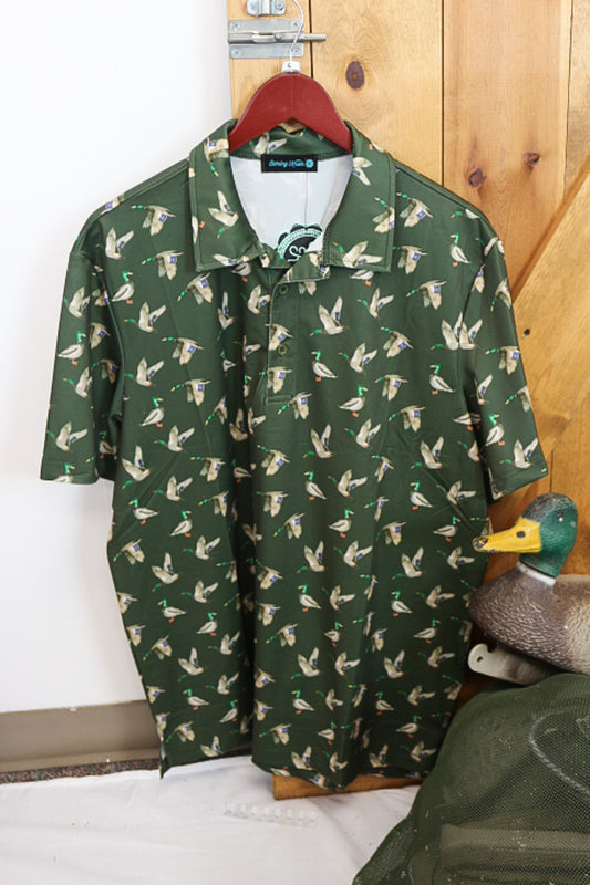 Flee The Flock Green Mallard Polo