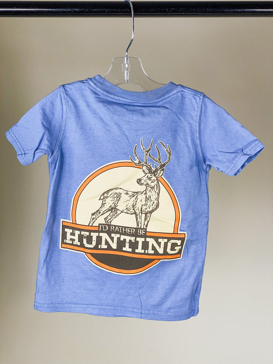 Rather Be Hunting Blue Kids Tee