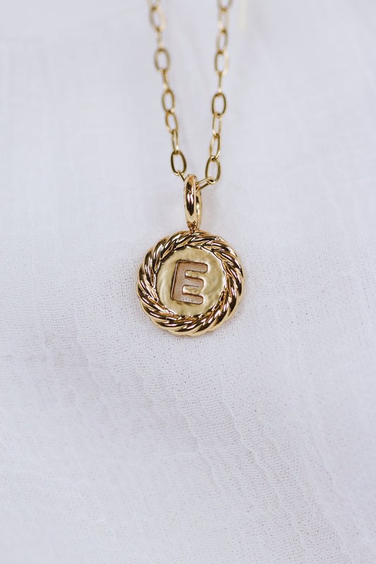 Gold E Initial Necklace