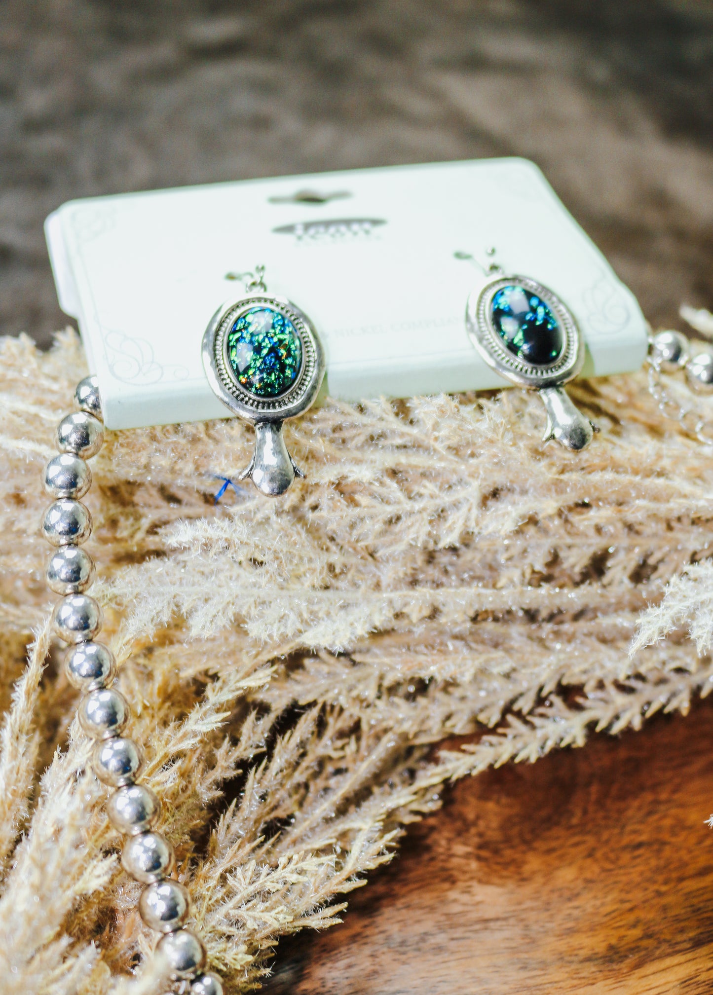 Black Opal Western Navajo Necklace & Earrings Set