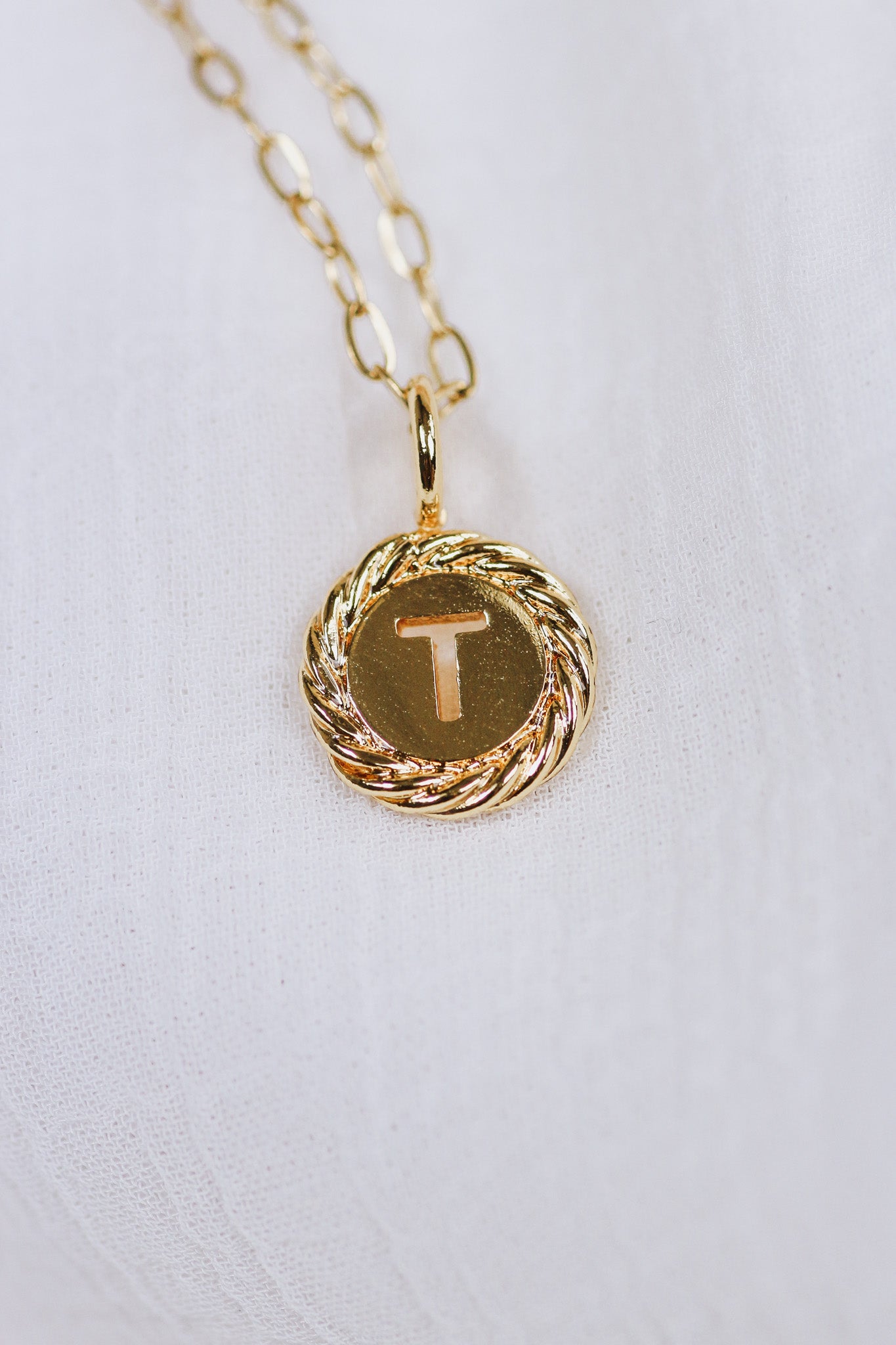 Gold T Initial Necklace