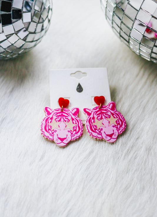 Pink Tiger Earrings