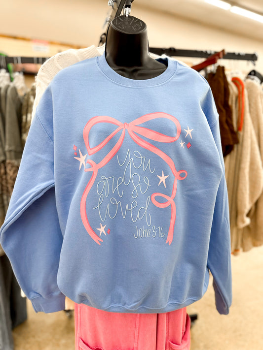 John 3:16 Blue Bow Sweatshirt