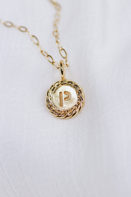 Gold P Initial Necklace