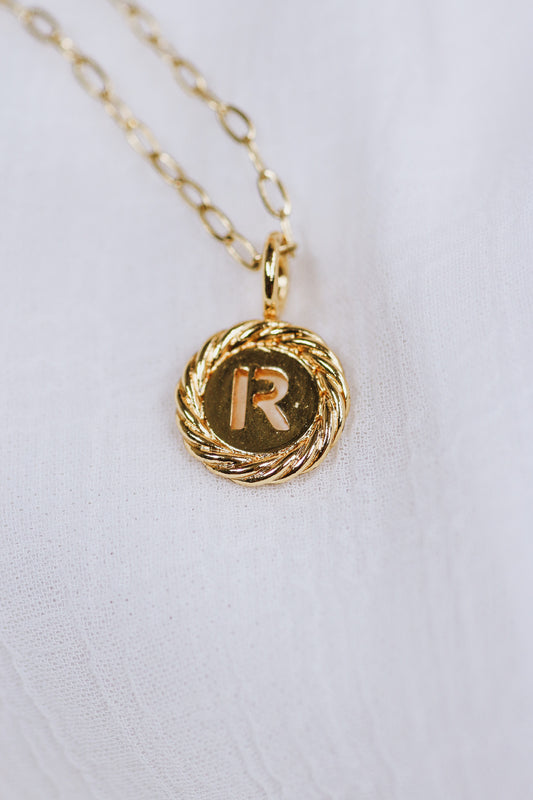 Gold R Initial Necklace