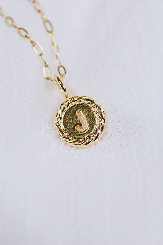 Gold J Initial Necklace