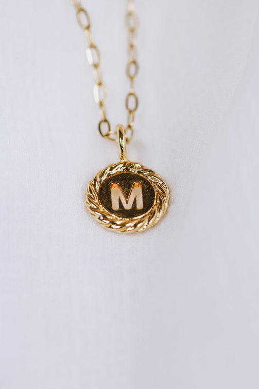 Gold M Initial Necklace