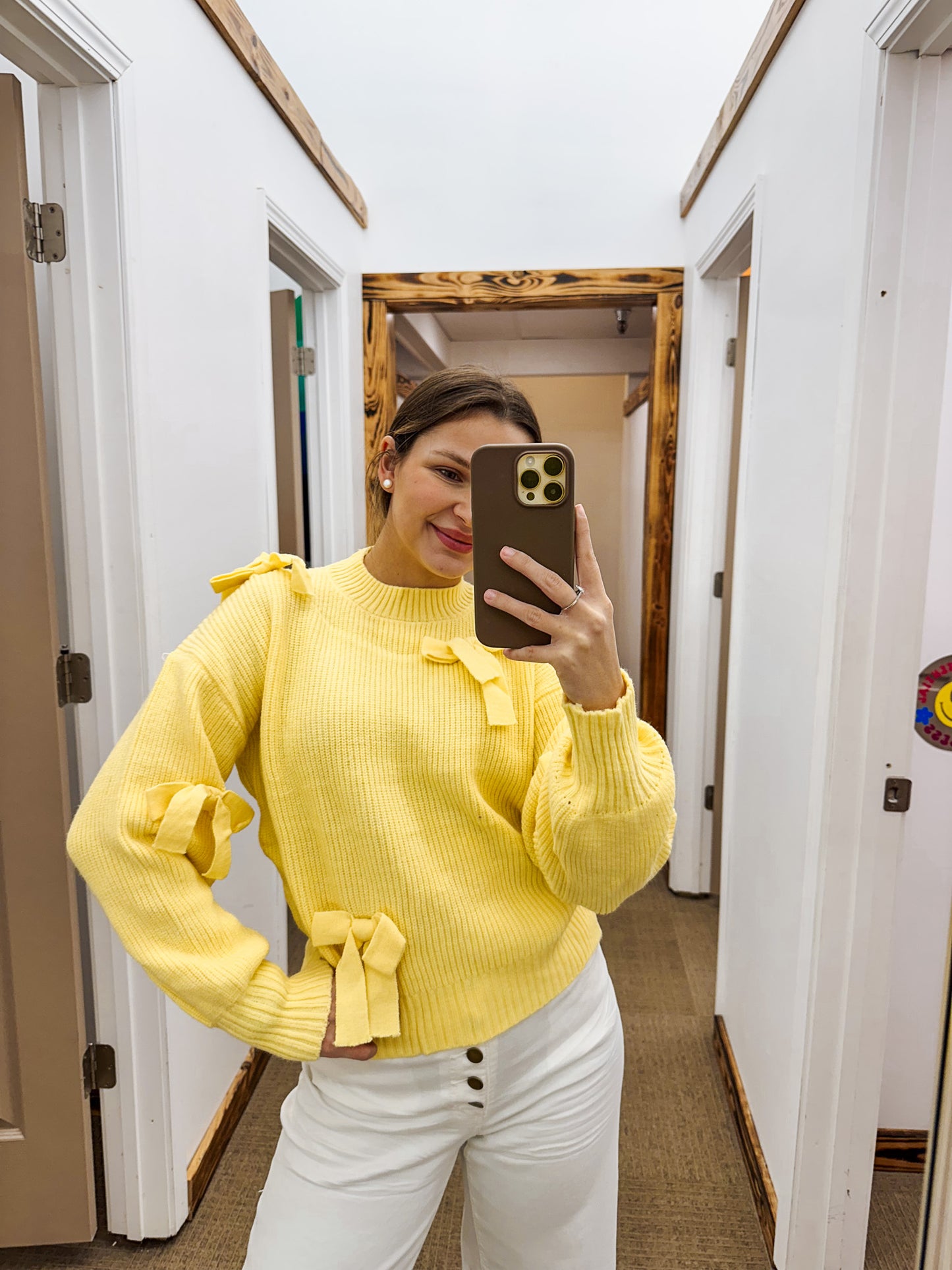 Such A Doll Yellow Bow Knit Sweater