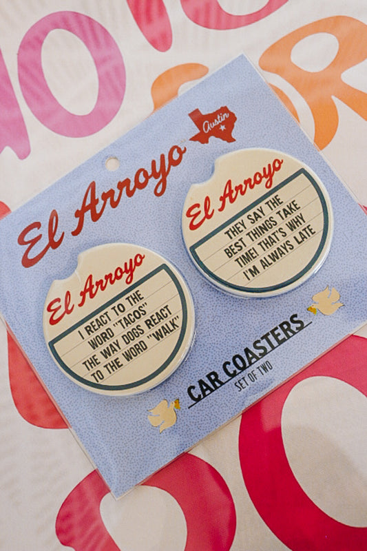 Always Late 2pk Car Coaster Set
