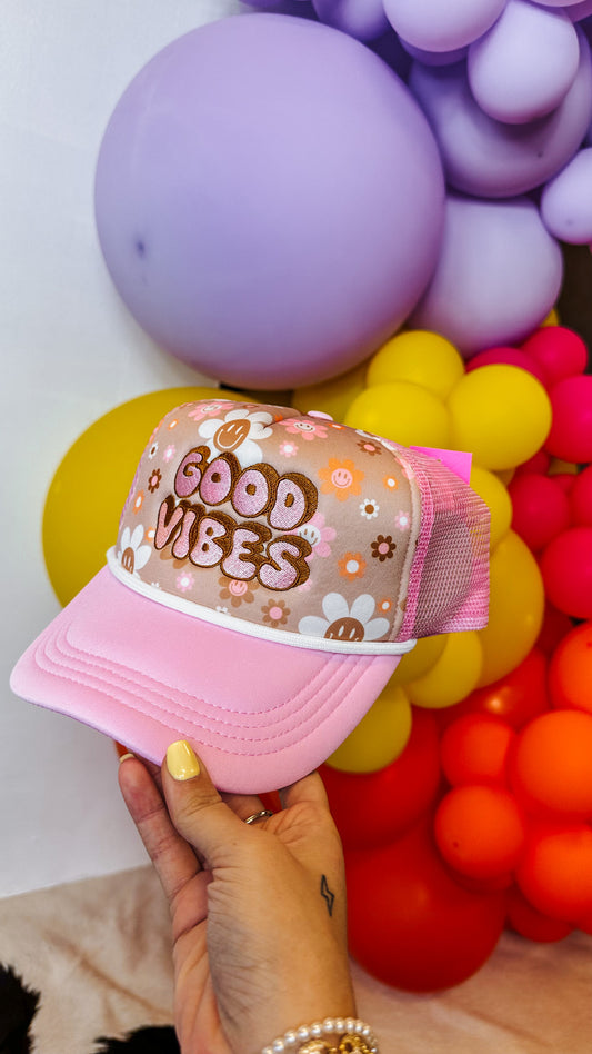 Good Vibes Pink Floral Hat