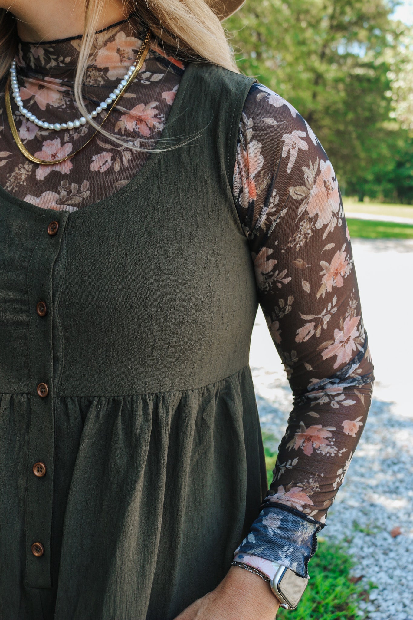 Finishing Touch Black Sheer Floral Top