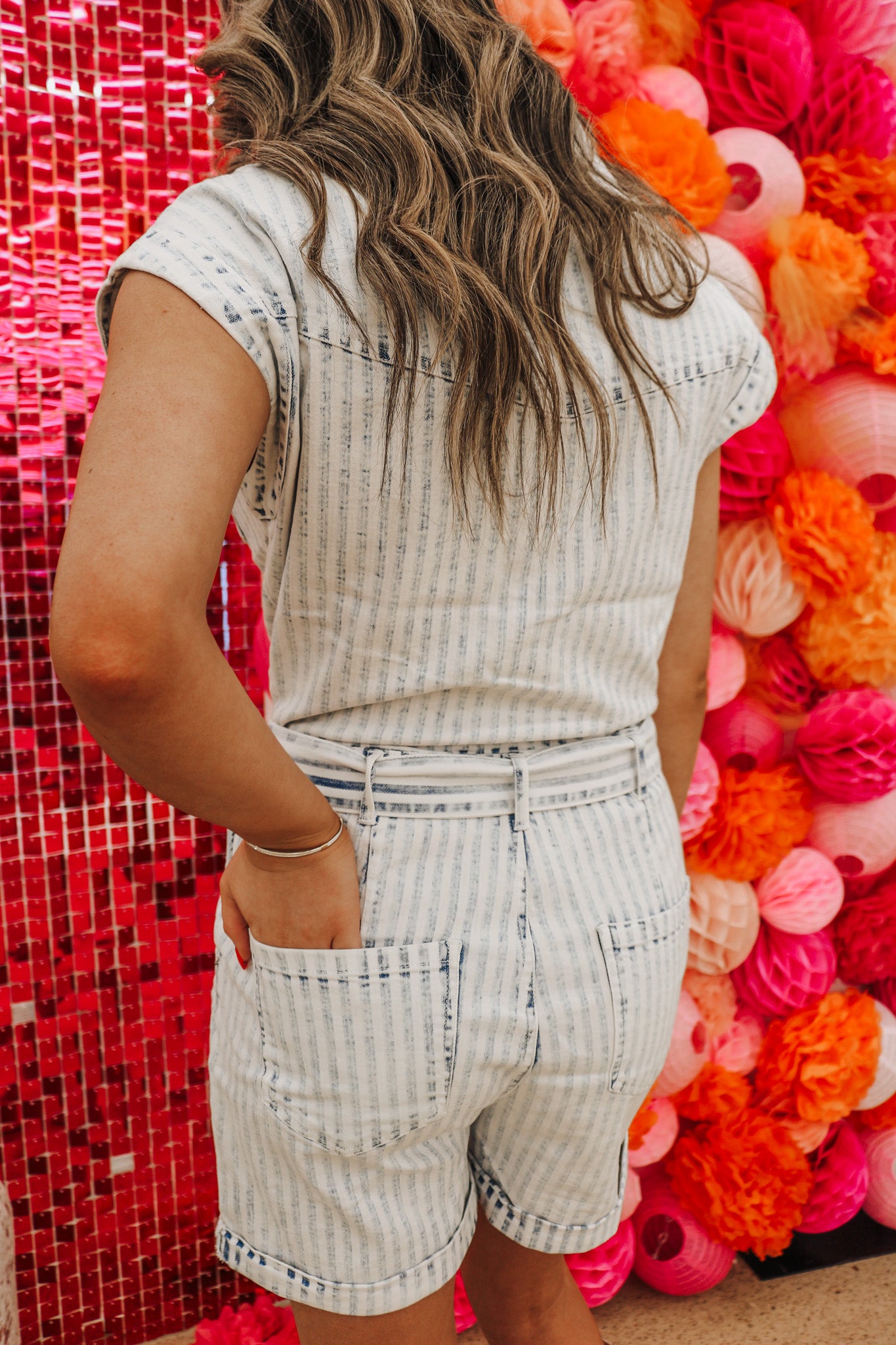 Such A Show Off Stripe Denim Romper