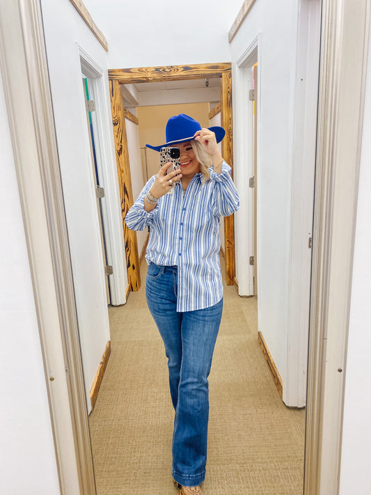 Women's Ariat Cobalt Blue Stripe Kirby Stretch Shirt