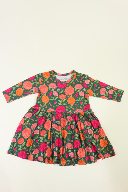 Toddler Girls Pink Green Floral Dress