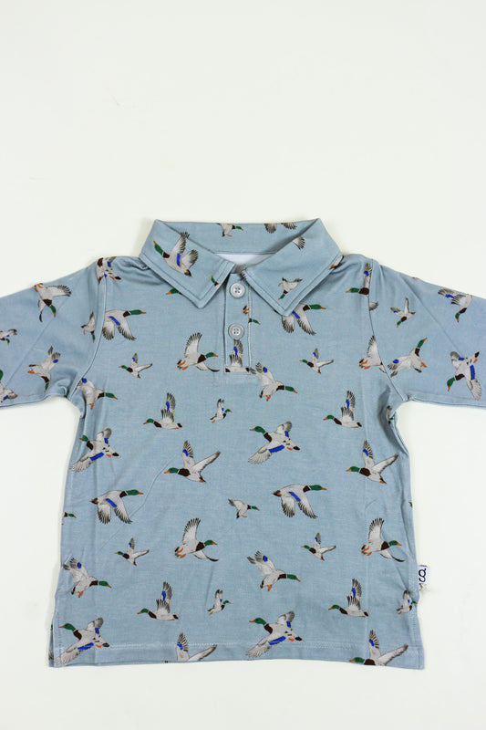 Toddler Boys Blue Mallard Duck Polo Shirt