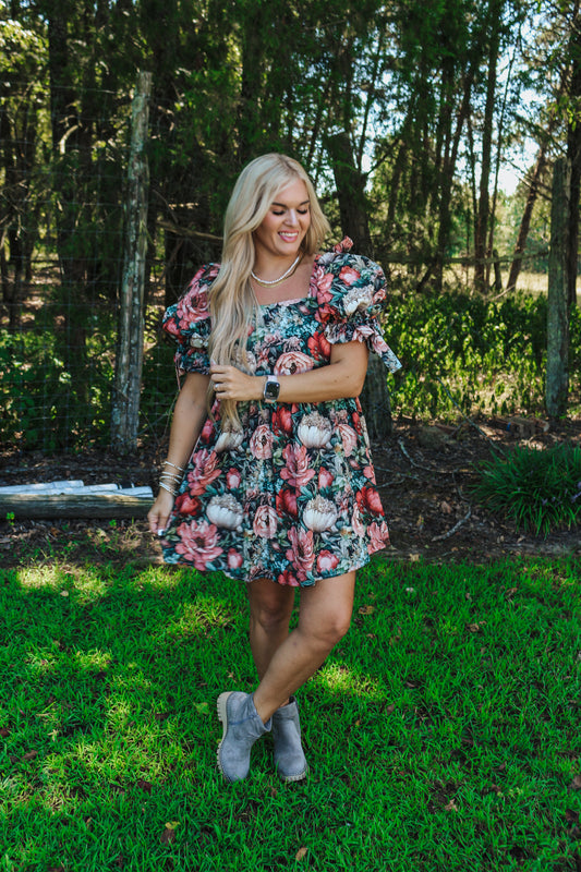 Stuck With Me Black Floral Dress