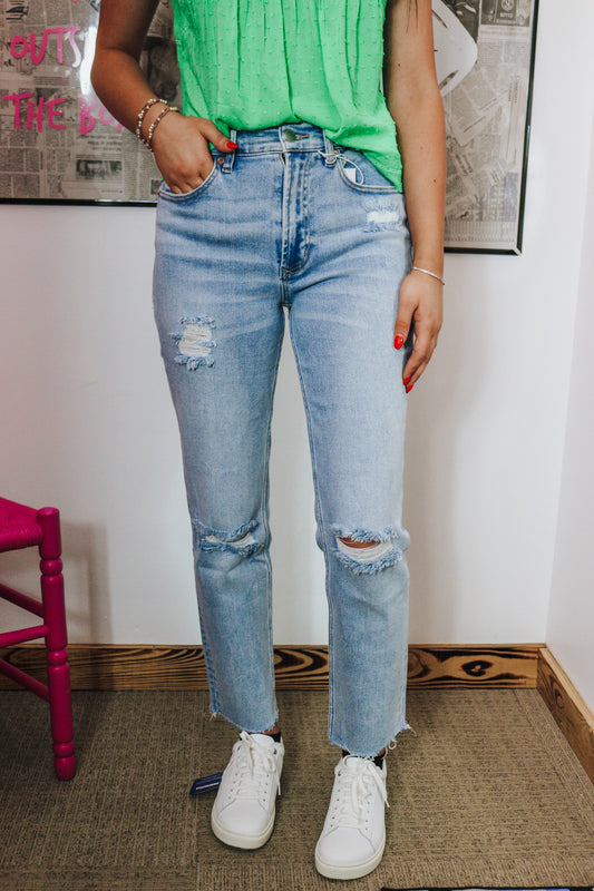 Jodi Daytona High Rise Crop Straight Fit Jeans