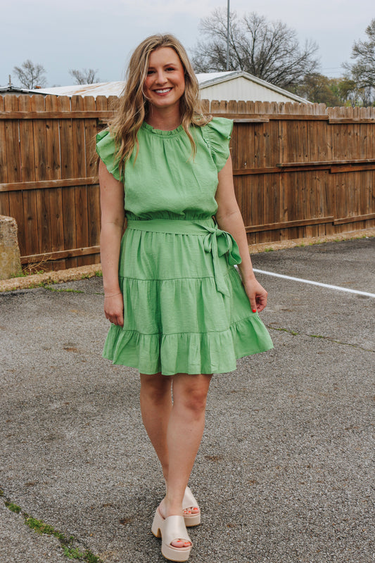 Stroll Down Main Pear Green Dress