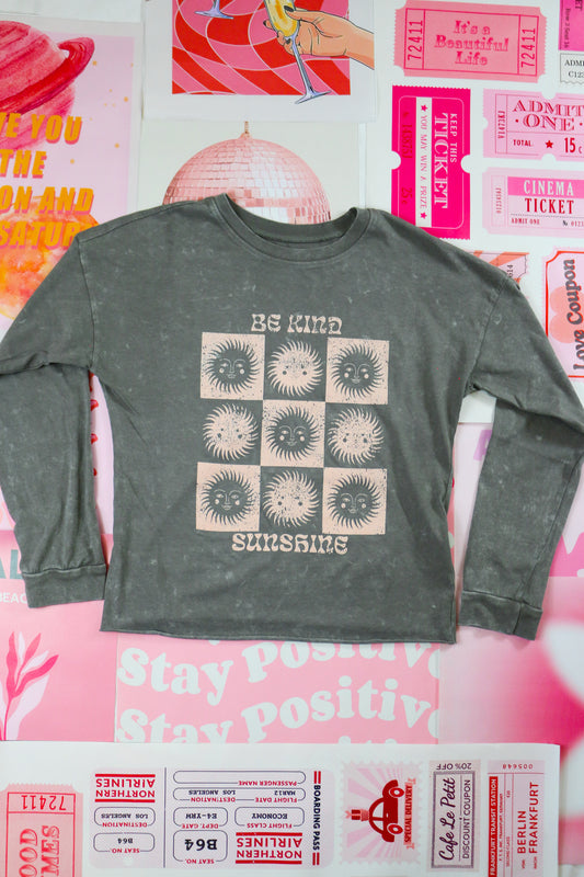 Be Kind Sunshine Kids Coal Grey Graphic Tee