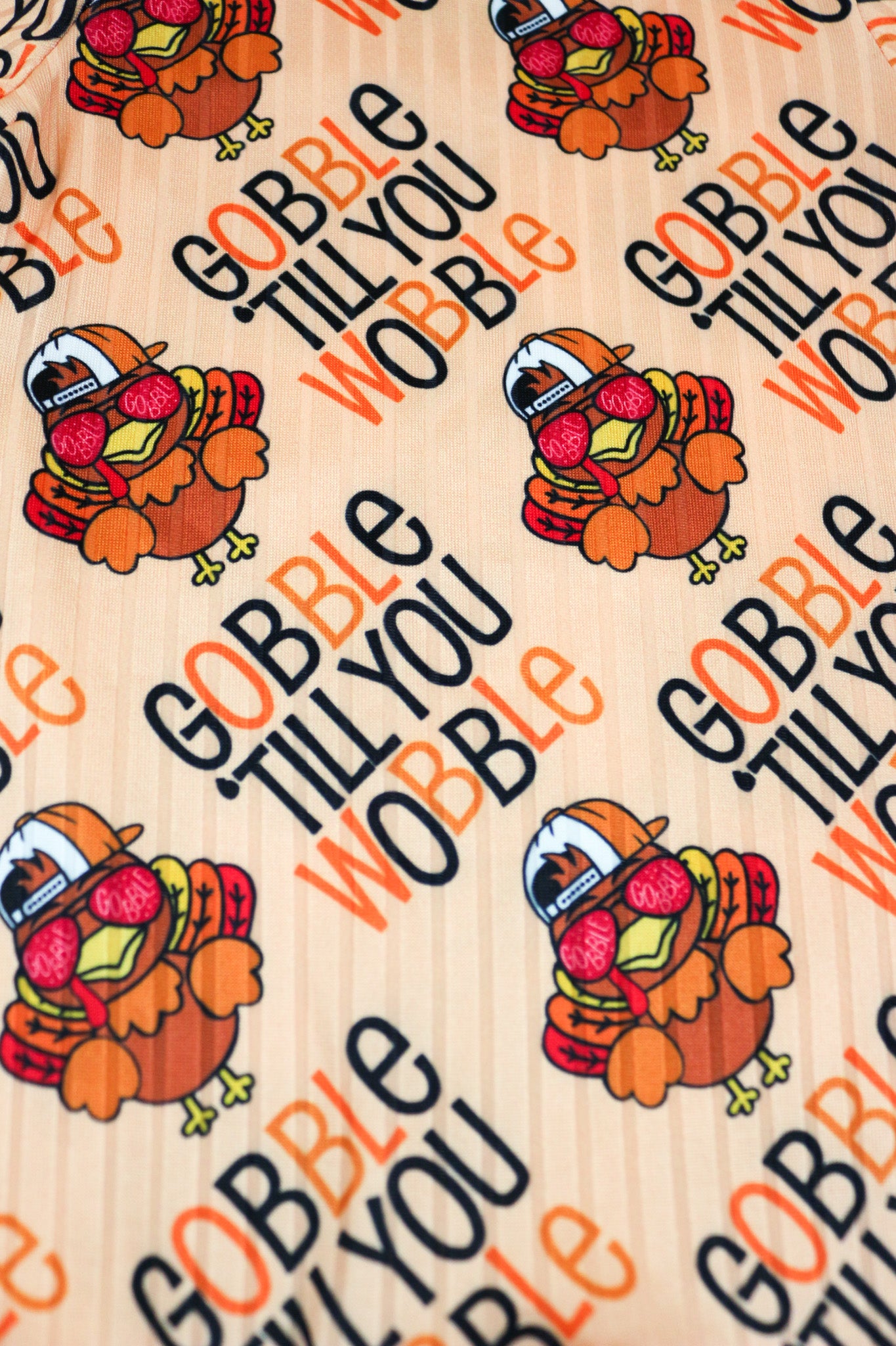 Gobble Wobble Turkey Tan Orange Romper