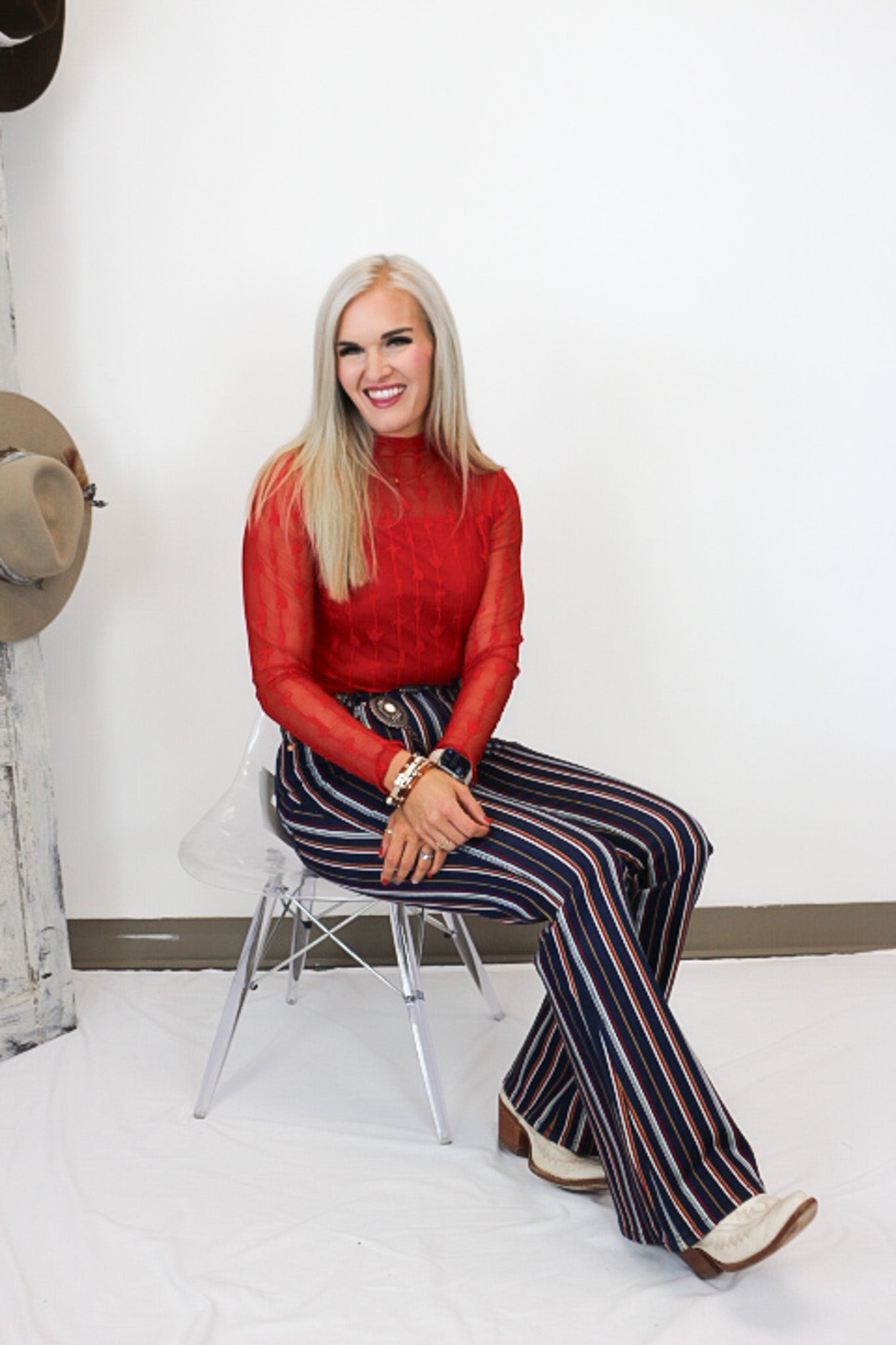 Women's Wrangler Lainey Wilson Striped Blue Flare Jeans