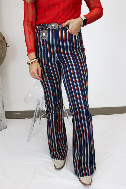 Women's Wrangler Lainey Wilson Striped Blue Flare Jeans