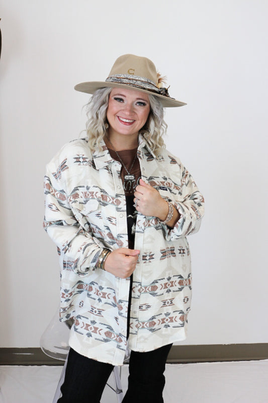 Women's Wrangler Jaquard Cream Aztec Shacket