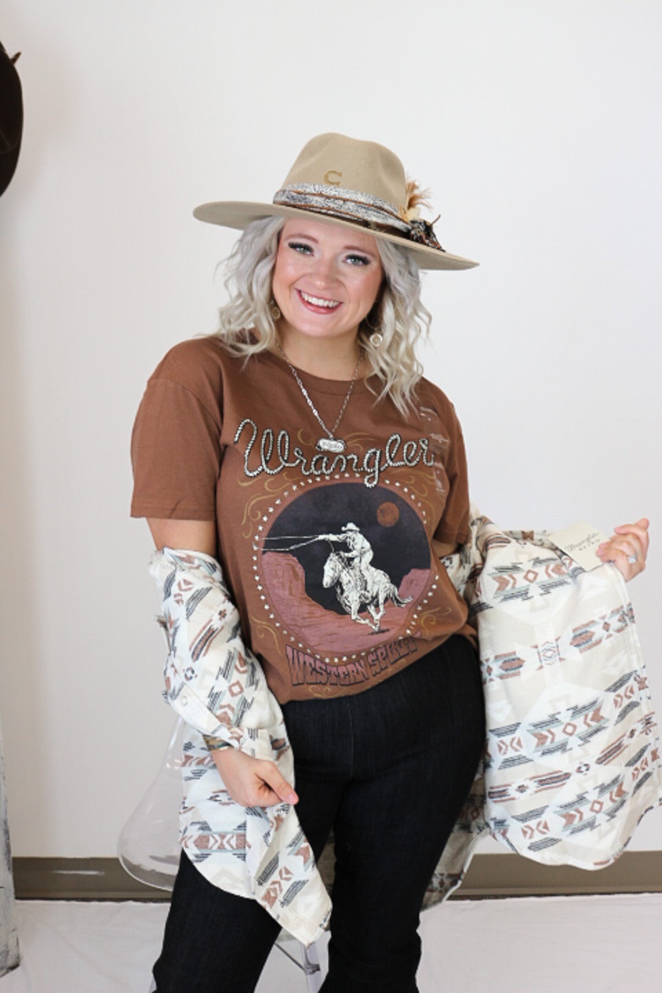Women's Wrangler Cacao Nibs Western Graphic Boyfriend Tee