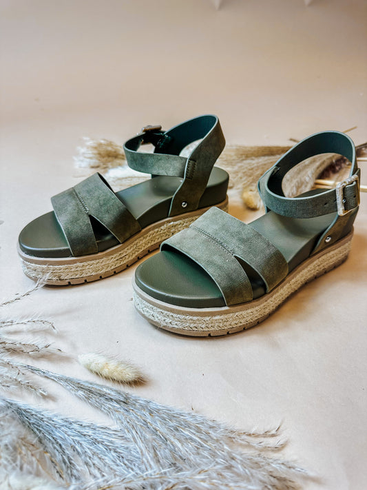 Evana Khaki Olive Platform Sandal