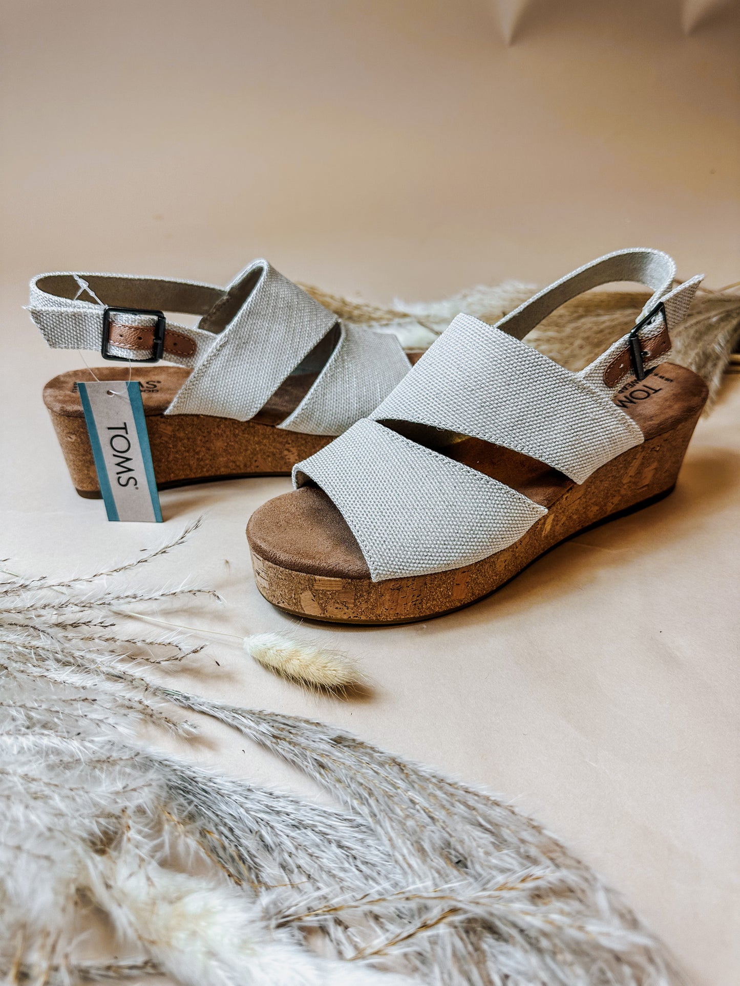 Claudine Cork Platform Wedge Slingback Sandals Toms