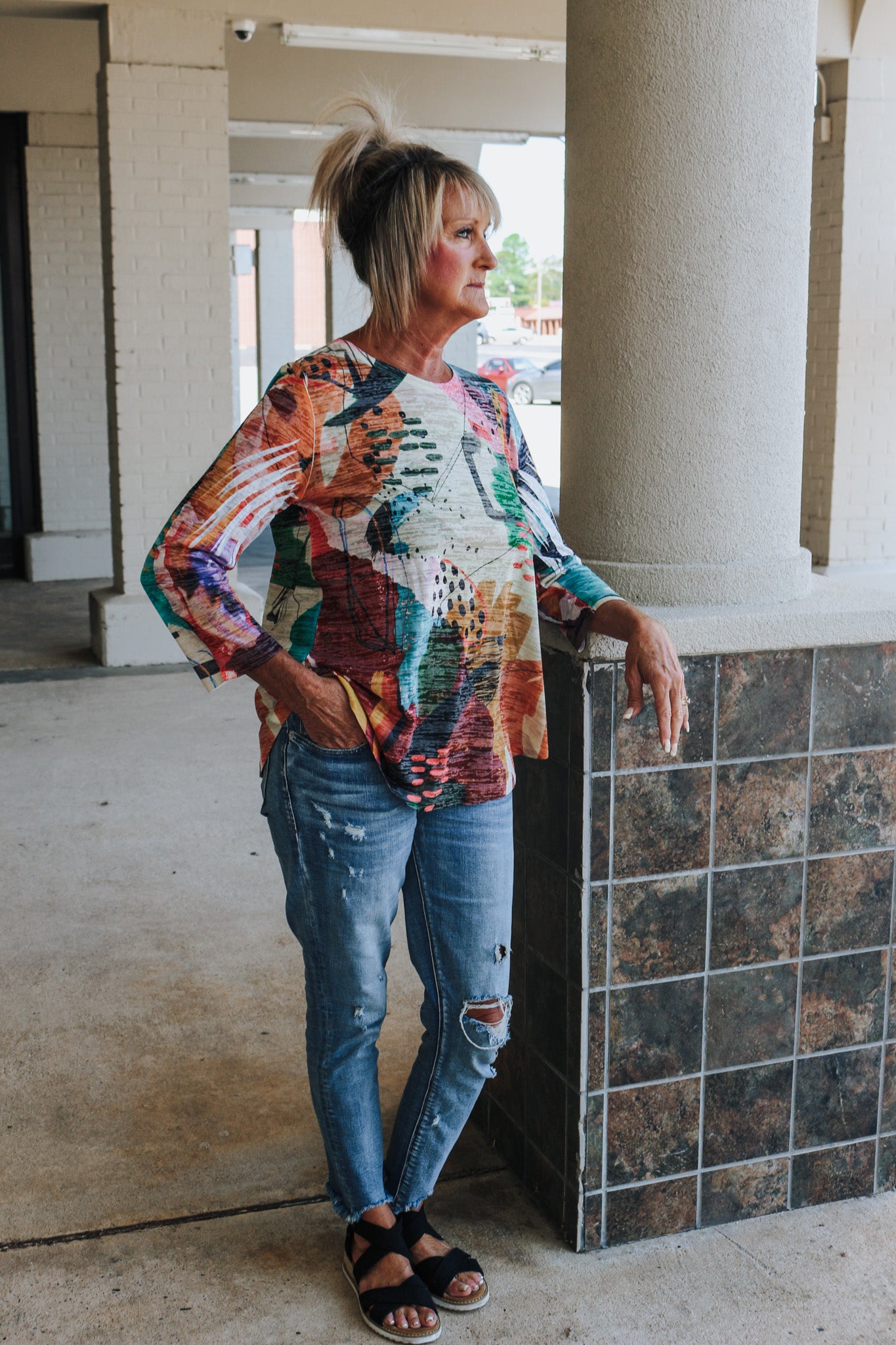 Jess & Jane "Montecito" Burnout Tunic Top