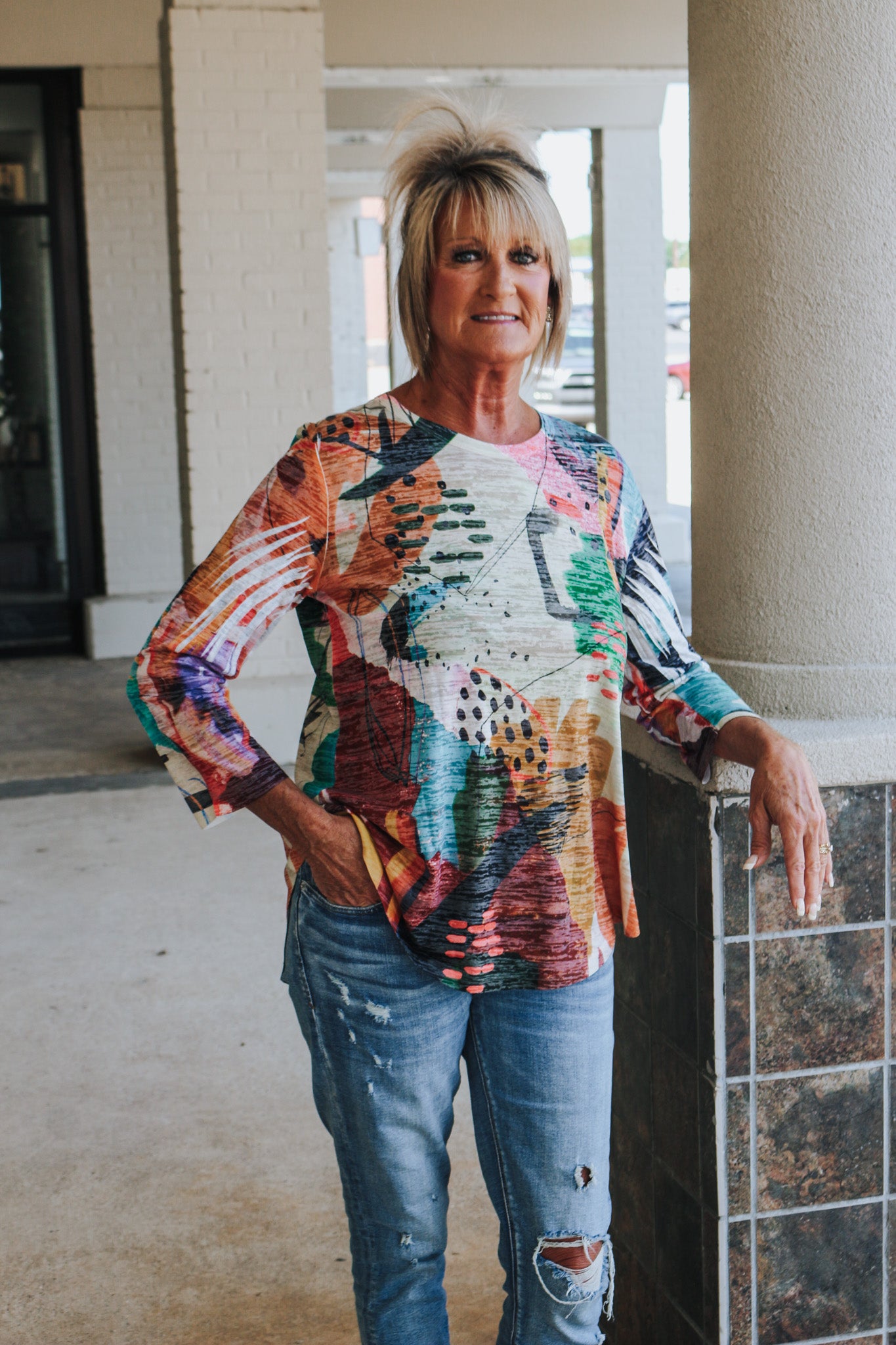 Jess & Jane "Montecito" Burnout Tunic Top