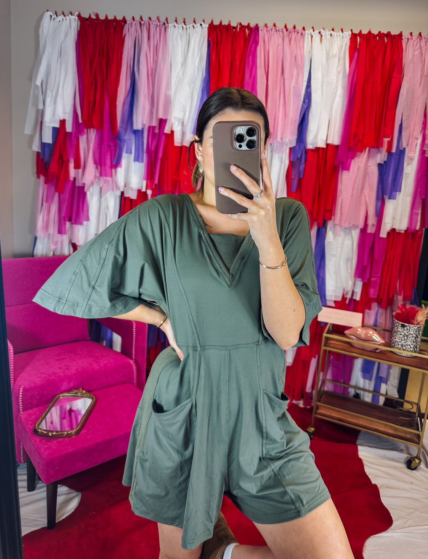 Embracing It Olive Grey Romper