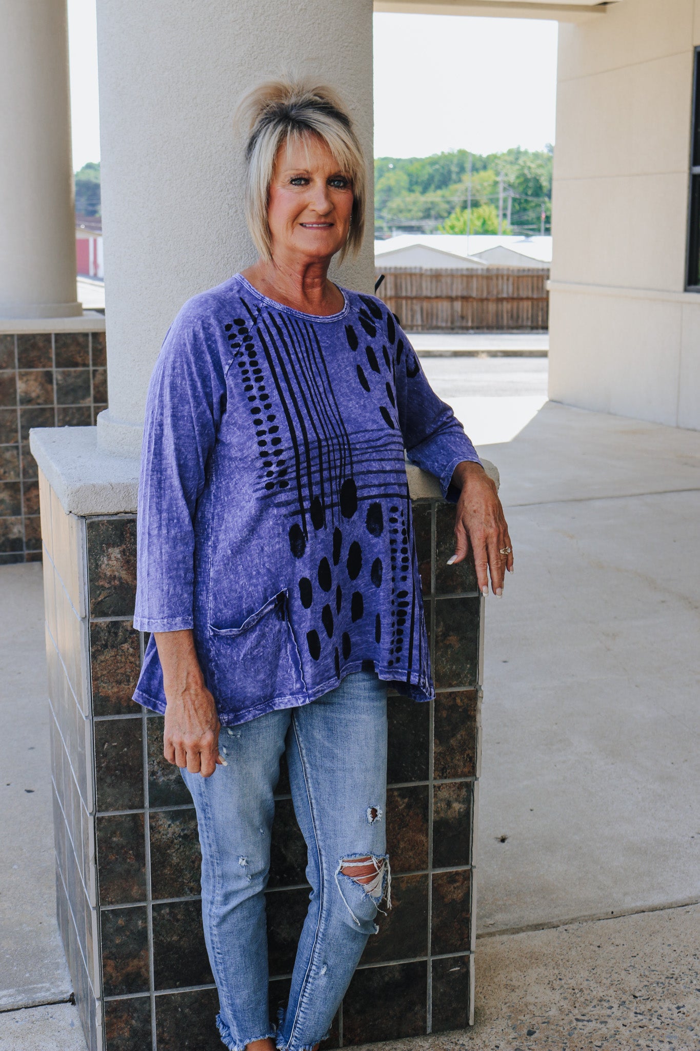 Jess & Jane "Mix Match" Mineral Wash Patch Tunic Top