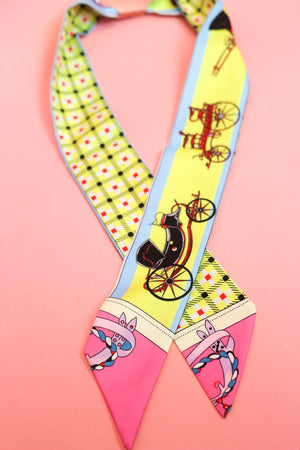Carriage Rider Yellow Skinny Neck Scarf