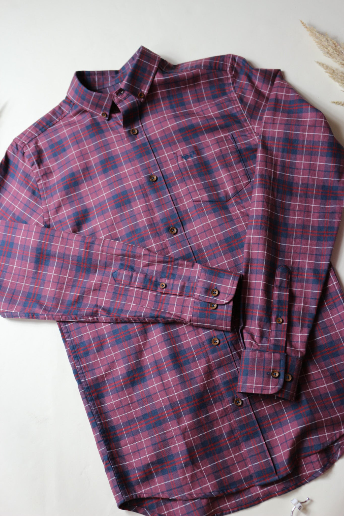 Purple Plaid Long Sleeve Button Up